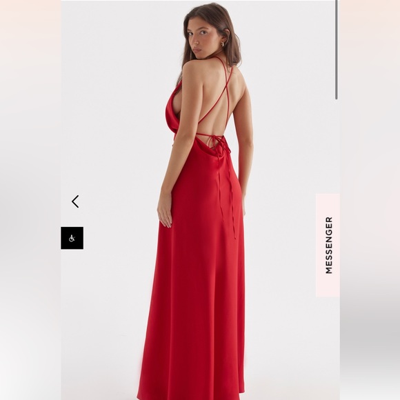 New House of CB ZANAB THIGH SLIT MAXI DRESS size small red rose - Picture 4 of 10